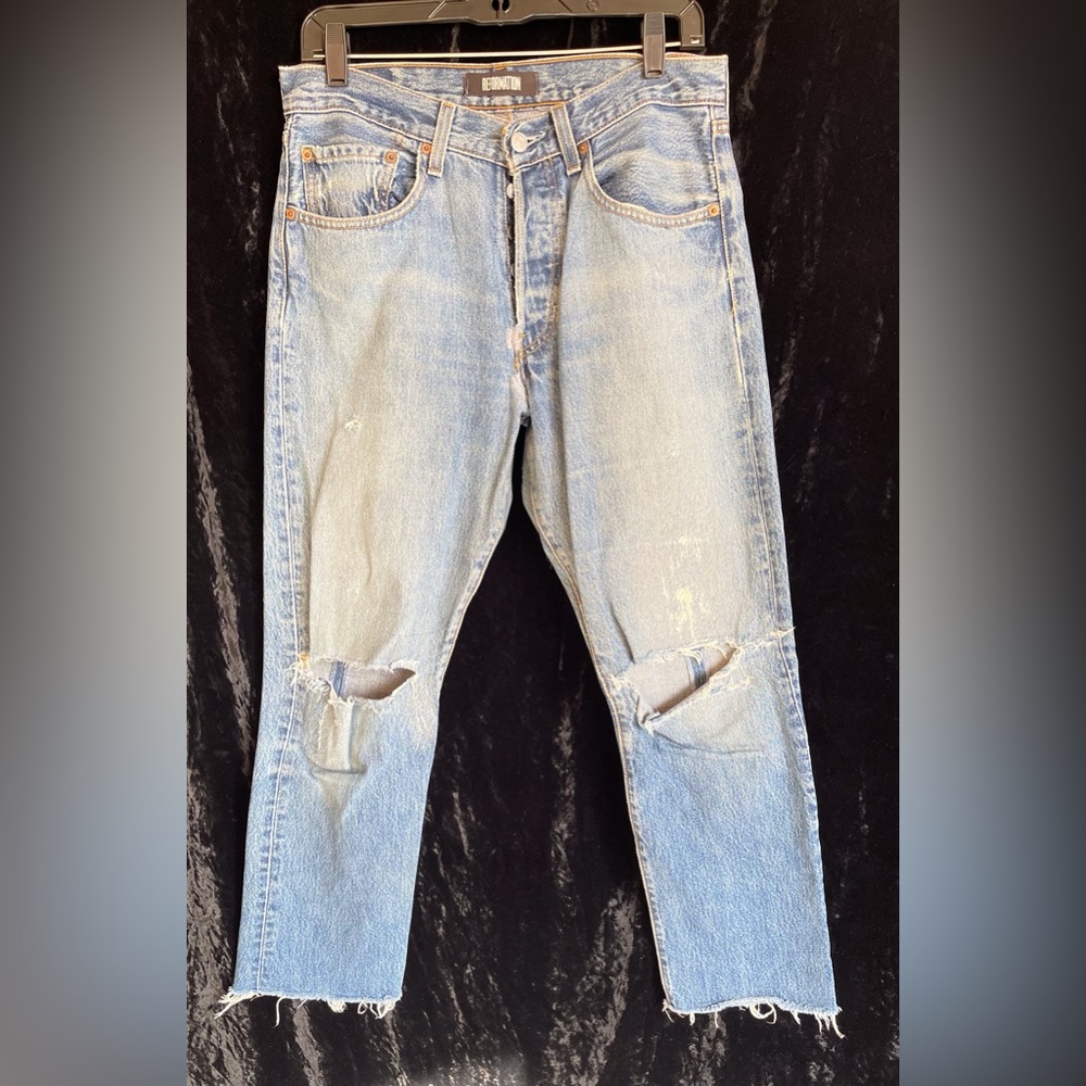Women's Light Blue Distressed Jeans